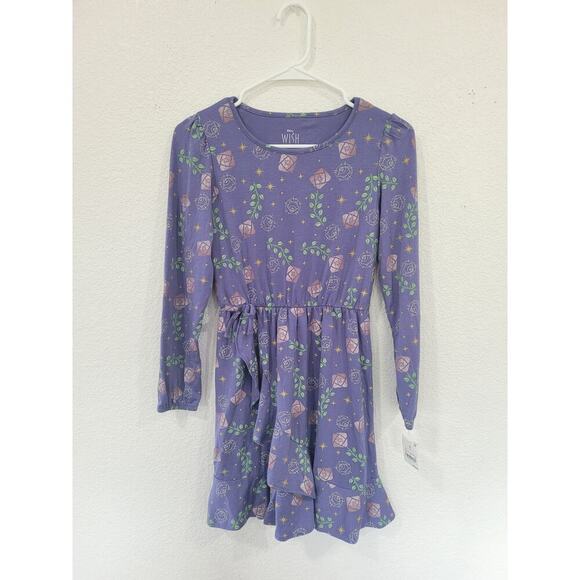 Disney Wish‎ Purple Girls Flower Long Sleeve Dress size Large #7 - Picture 1 of 5